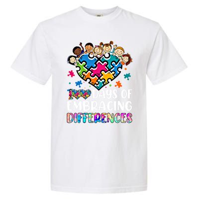 100 Days Of School Embracing Differences Autism Support Cool Gift Garment-Dyed Heavyweight T-Shirt