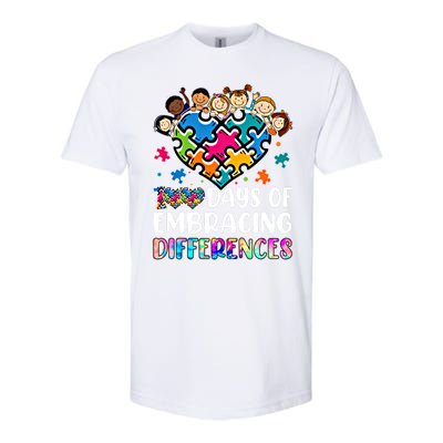 100 Days Of School Embracing Differences Autism Support Cool Gift Softstyle CVC T-Shirt