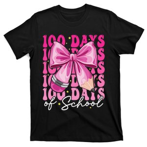 100 Days Of School Girl Coquette Bow 100th Day Of School Gift T-Shirt