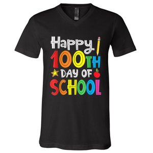 100th Day Of School A Gift For Teachers Kids Child Happy 100 Days V-Neck T-Shirt