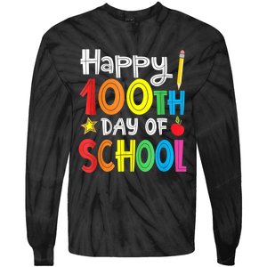 100th Day Of School A Gift For Teachers Kids Child Happy 100 Days Tie-Dye Long Sleeve Shirt