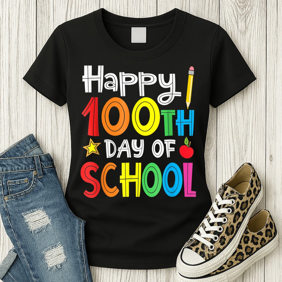 100th Day Of School A Gift For Teachers Kids Child Happy 100 Days Womens T-Shirt