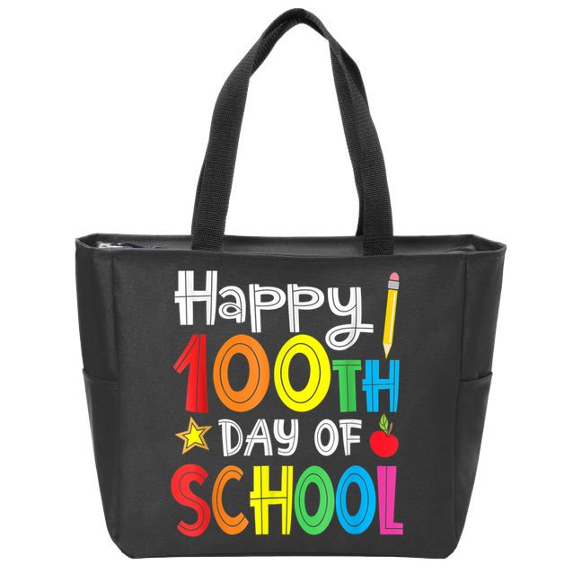 100th Day Of School A Gift For Teachers Kids Child Happy 100 Days Zip Tote Bag