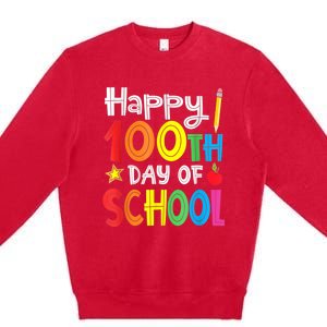 100th Day Of School A Gift For Teachers Kids Child Happy 100 Days Premium Crewneck Sweatshirt