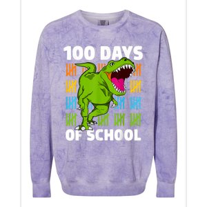 100th Day Of School Dino Fun Dinosaur Design Colorblast Crewneck Sweatshirt