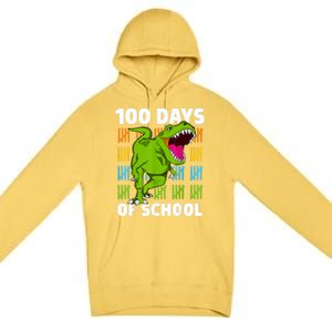 100th Day Of School Dino Fun Dinosaur Design Premium Pullover Hoodie