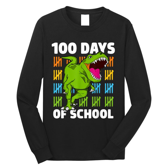 100th Day Of School Dino Fun Dinosaur Design Long Sleeve Shirt