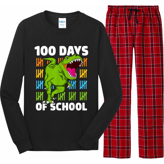 100th Day Of School Dino Fun Dinosaur Design Long Sleeve Pajama Set