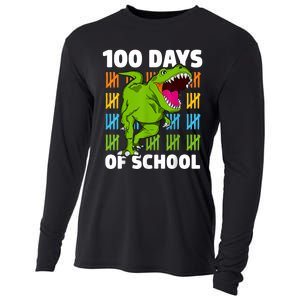 100th Day Of School Dino Fun Dinosaur Design Cooling Performance Long Sleeve Crew