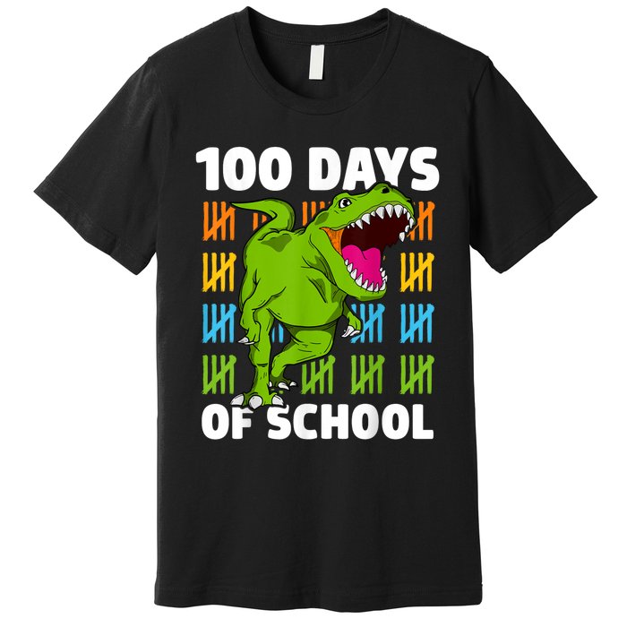 100th Day Of School Dino Fun Dinosaur Design Premium T-Shirt