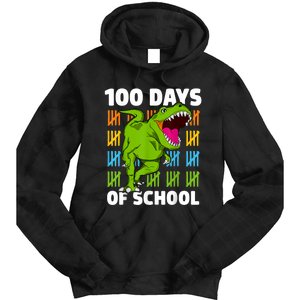 100th Day Of School Dino Fun Dinosaur Design Tie Dye Hoodie