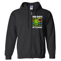 100th Day Of School Dino Fun Dinosaur Design Full Zip Hoodie