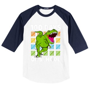 100th Day Of School Dino Fun Dinosaur Design Baseball Sleeve Shirt