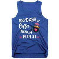 100 Days Of Coffee Teach Repeat 100th Day Of School Teacher Gift Tank Top