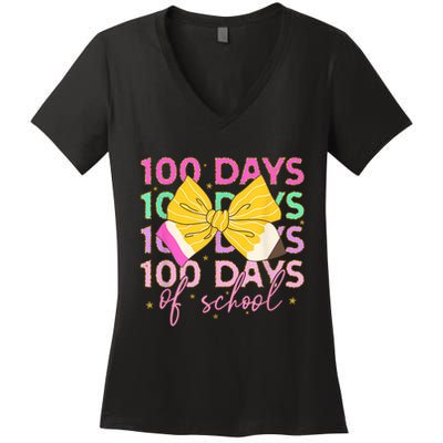 100 Days Of School Costume 100 Days Of School Girl Women's V-Neck T-Shirt