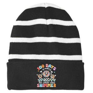 100 Days Of Making Whole Class Shimmer Striped Beanie with Solid Band