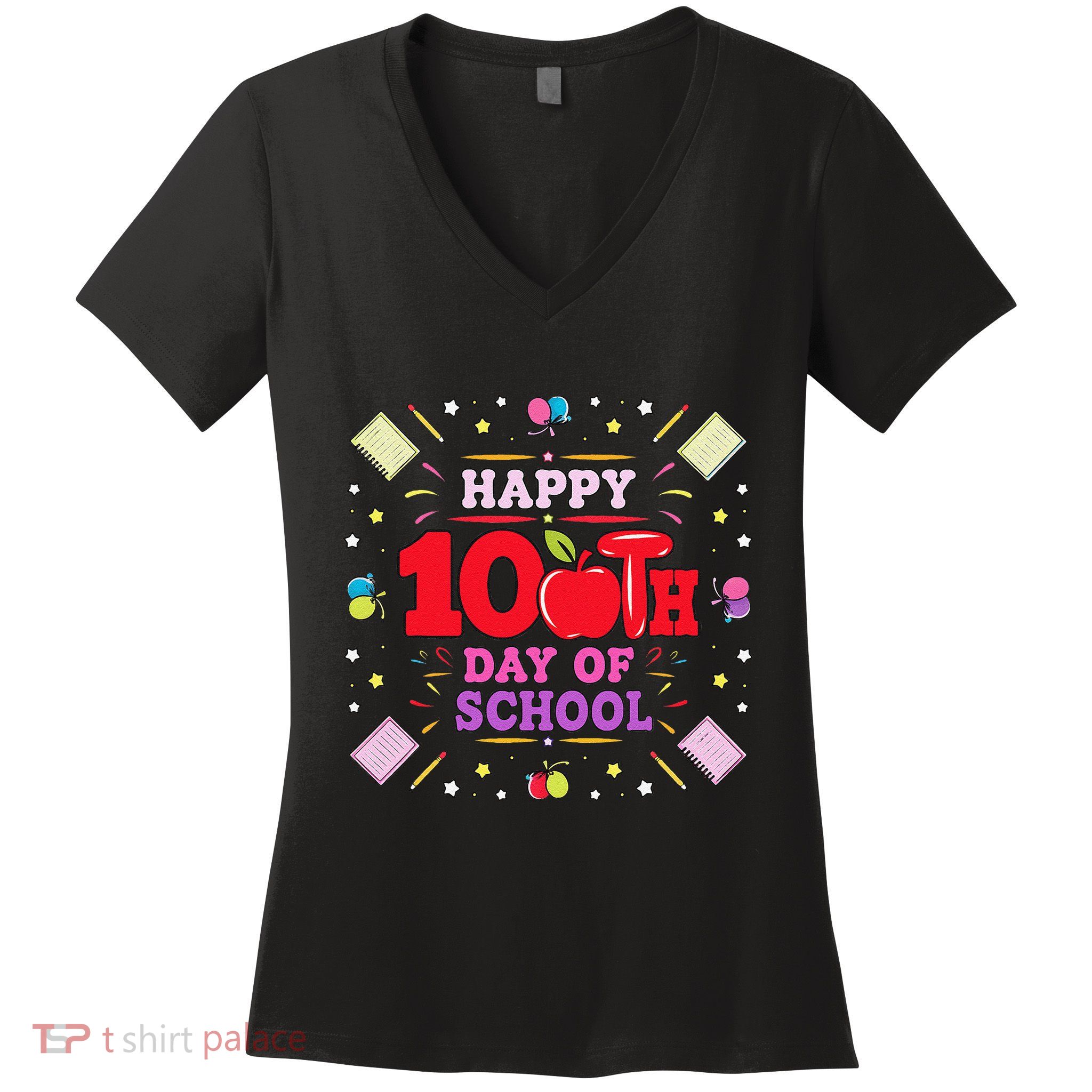 100 Days Of School Costume Teacher Student 100th Day Women's V-Neck T-Shirt