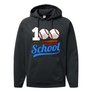 100 Days Of School Baseball 100th Day Performance Fleece Hoodie