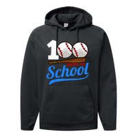 100 Days Of School Baseball 100th Day Performance Fleece Hoodie