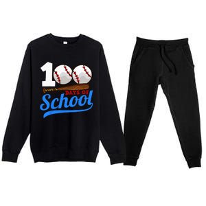 100 Days Of School Baseball 100th Day Premium Crewneck Sweatsuit Set