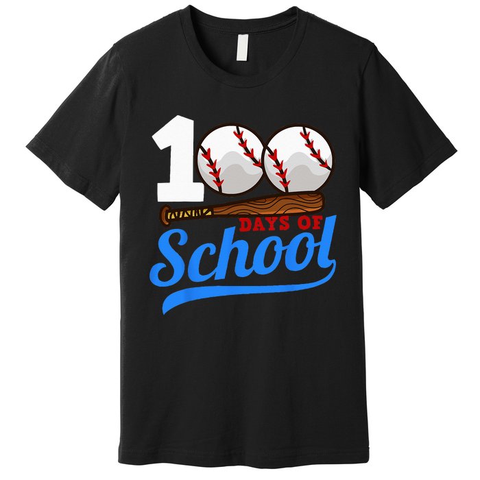 100 Days Of School Baseball 100th Day Premium T-Shirt