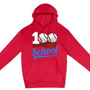 100 Days Of School Baseball 100th Day Premium Pullover Hoodie