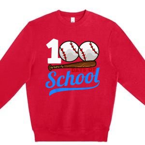 100 Days Of School Baseball 100th Day Premium Crewneck Sweatshirt