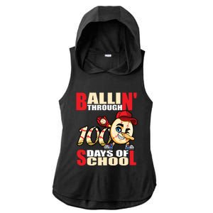 100 days of school baseball boy 100th day Ladies PosiCharge Tri-Blend Wicking Draft Hoodie Tank