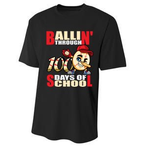 100 days of school baseball boy 100th day Performance Sprint T-Shirt