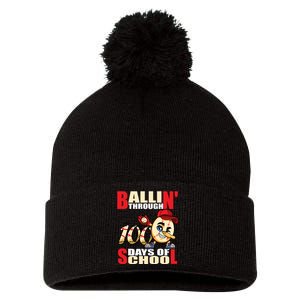 100 days of school baseball boy 100th day Pom Pom 12in Knit Beanie