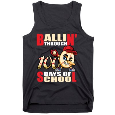 100 days of school baseball boy 100th day Tank Top