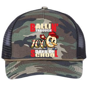 100 days of school baseball boy 100th day Retro Rope Trucker Hat Cap