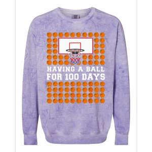 100 Days Of School Basketball 100th Day Balls Colorblast Crewneck Sweatshirt