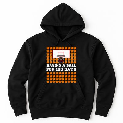 100 Days Of School Basketball 100th Day Balls Hoodie