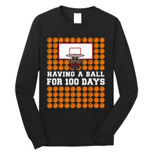 100 Days Of School Basketball 100th Day Balls Long Sleeve Shirt