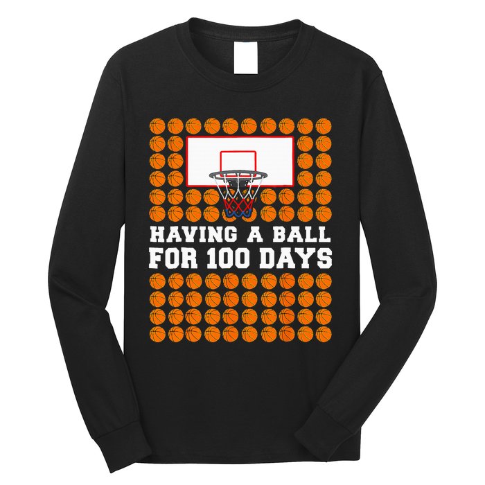 100 Days Of School Basketball 100th Day Balls Long Sleeve Shirt