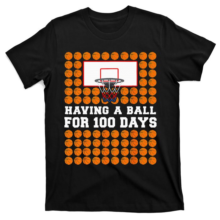 100 Days Of School Basketball 100th Day Balls T-Shirt