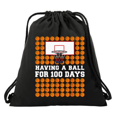 100 Days Of School Basketball 100th Day Balls Drawstring Bag