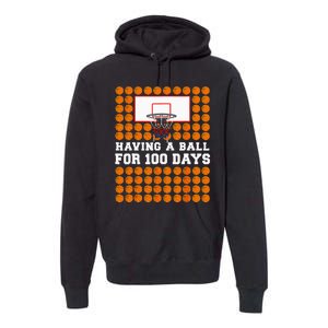 100 Days Of School Basketball 100th Day Balls Premium Hoodie