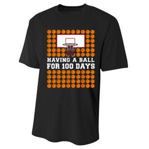 100 Days Of School Basketball 100th Day Balls Performance Sprint T-Shirt