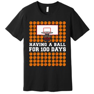 100 Days Of School Basketball 100th Day Balls Premium T-Shirt