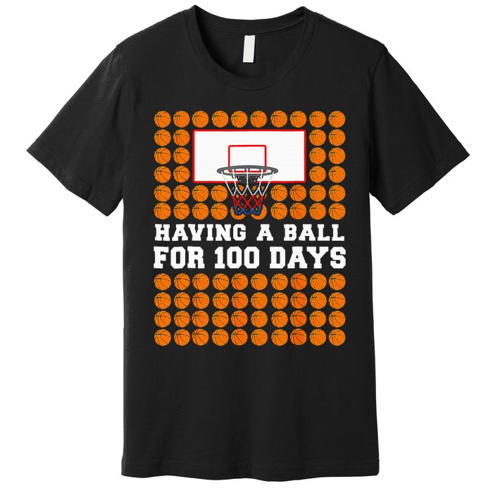 100 Days Of School Basketball 100th Day Balls Premium T-Shirt