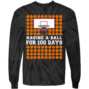 100 Days Of School Basketball 100th Day Balls Tie-Dye Long Sleeve Shirt