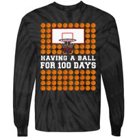 100 Days Of School Basketball 100th Day Balls Tie-Dye Long Sleeve Shirt