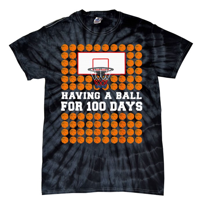 100 Days Of School Basketball 100th Day Balls Tie-Dye T-Shirt