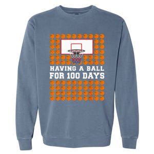 100 Days Of School Basketball 100th Day Balls Garment-Dyed Sweatshirt