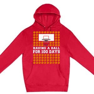 100 Days Of School Basketball 100th Day Balls Premium Pullover Hoodie