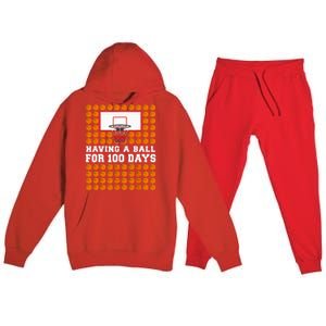 100 Days Of School Basketball 100th Day Balls Premium Hooded Sweatsuit Set