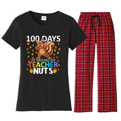 100 Days Of Driving My Teacher Nuts 100th Day Of School Women's Flannel Pajama Set