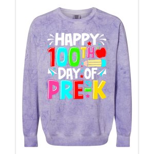 100th Day Of Prek School 100 Days Smarter Teacher Students Colorblast Crewneck Sweatshirt